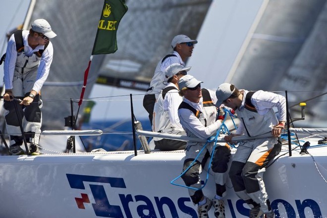 Transfusion (Tom Slingsby calling tactics on left) - Farr 40 Worlds &copy;  Rolex/ Kurt Arrigo http://www.regattanews.com
